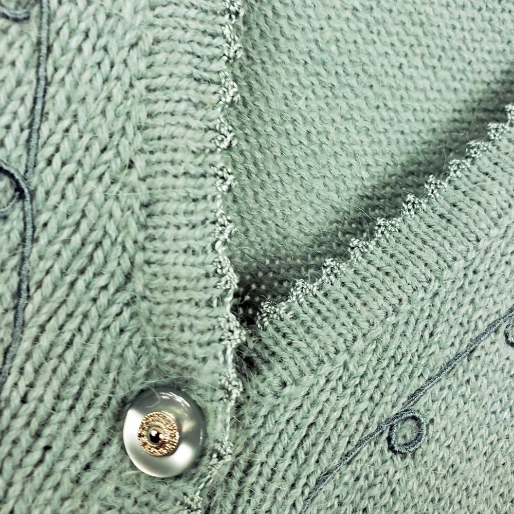 Koret Women's Sea Foam Green Button Floral Embroidered Beaded Knit Sweater Vest - Picture 5 of 12
